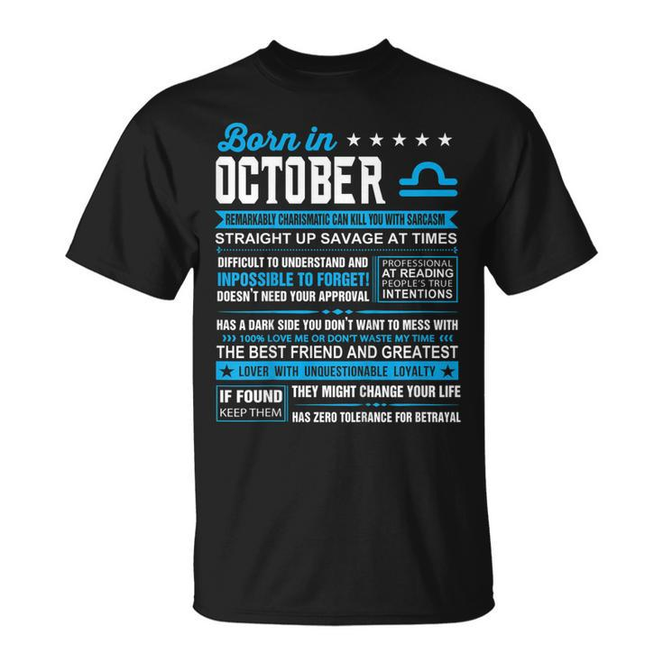 October Birthday Gifts - Born In October Libra   Unisex T-Shirt