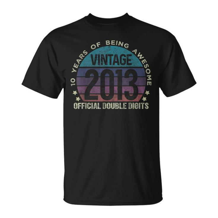 Official Double Digits 10Th Birthday 10 Year Old Vintage T-shirt
