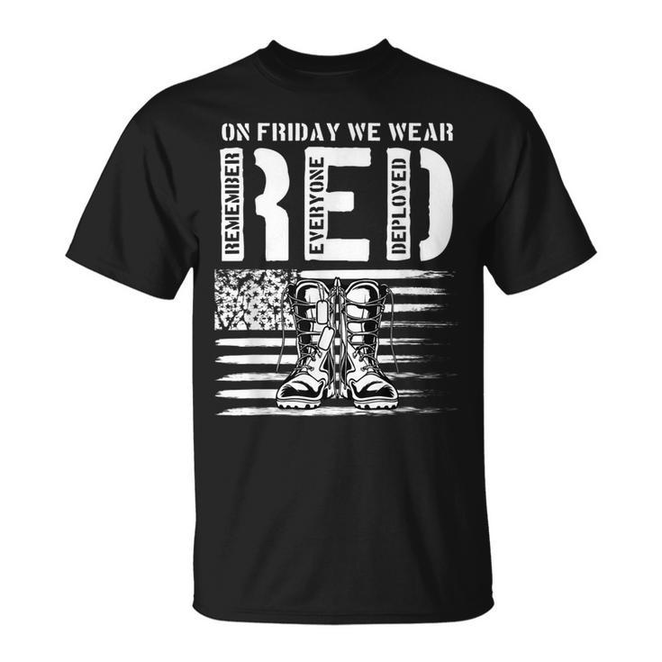 On Friday We Wear Red Friday Military Support Troops Us Flag Unisex T-Shirt