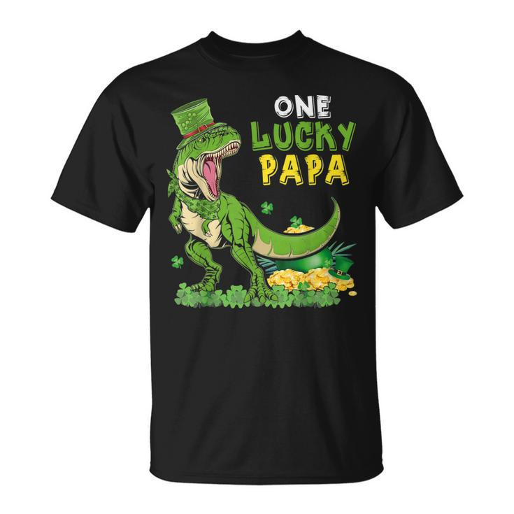 One Lucky Papa St Patricks Day T-Rex Leprechaun T-Shirt
