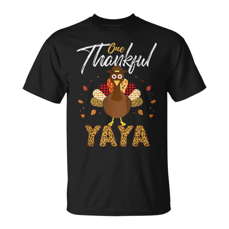 One Thankful Yaya Grandma Turkey Thanksgiving Family Gift Unisex T-Shirt