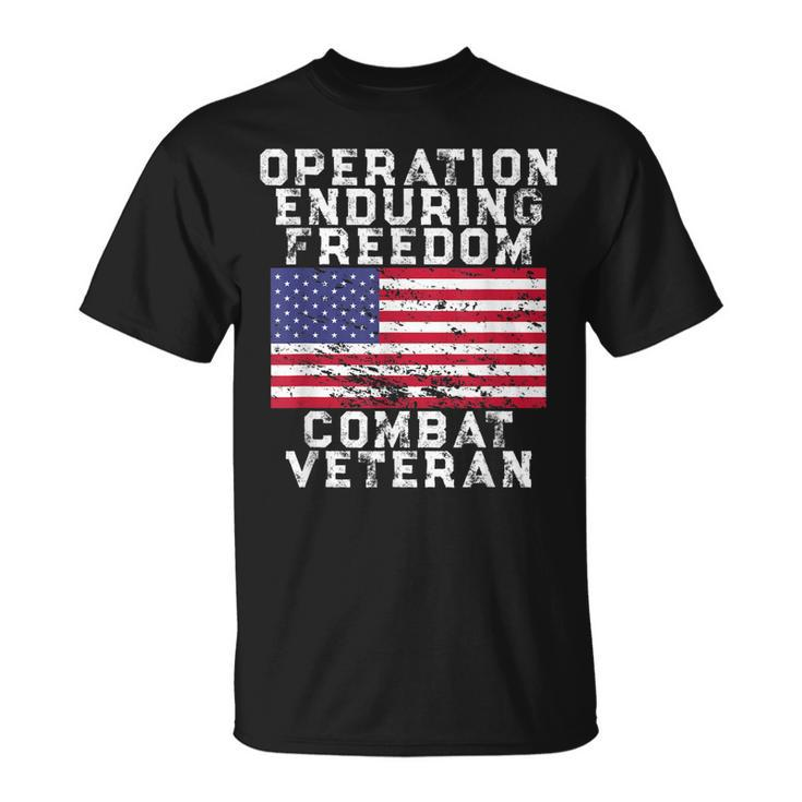 Operation Enduring Freedom Combat Veteran - Vintage Us Flag T-shirt