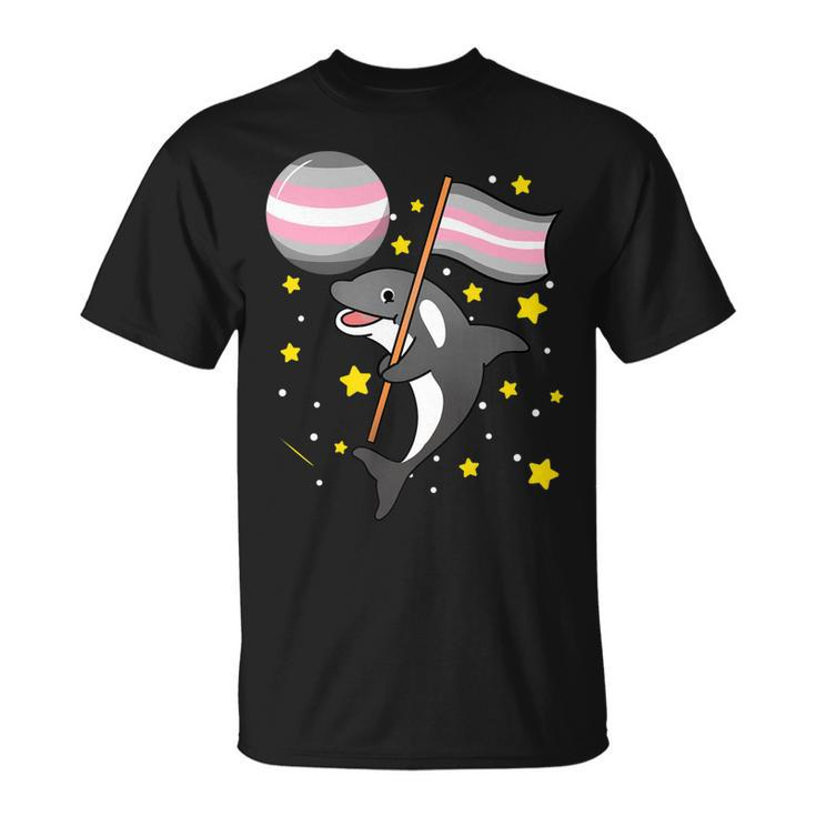 Orca In Space Demigirl Pride   Unisex T-Shirt
