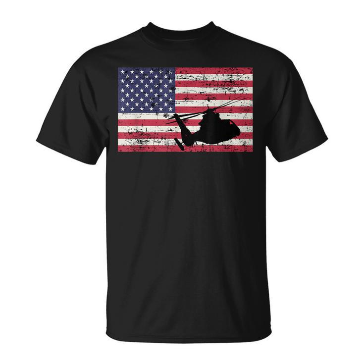 Patriotic As-365 Dauphin Helicopter American Flag T-Shirt