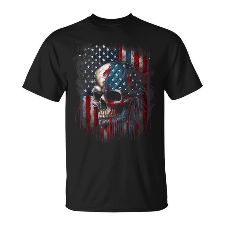 Patriotic Skull American Flag Gifts Graphic  Unisex T-Shirt