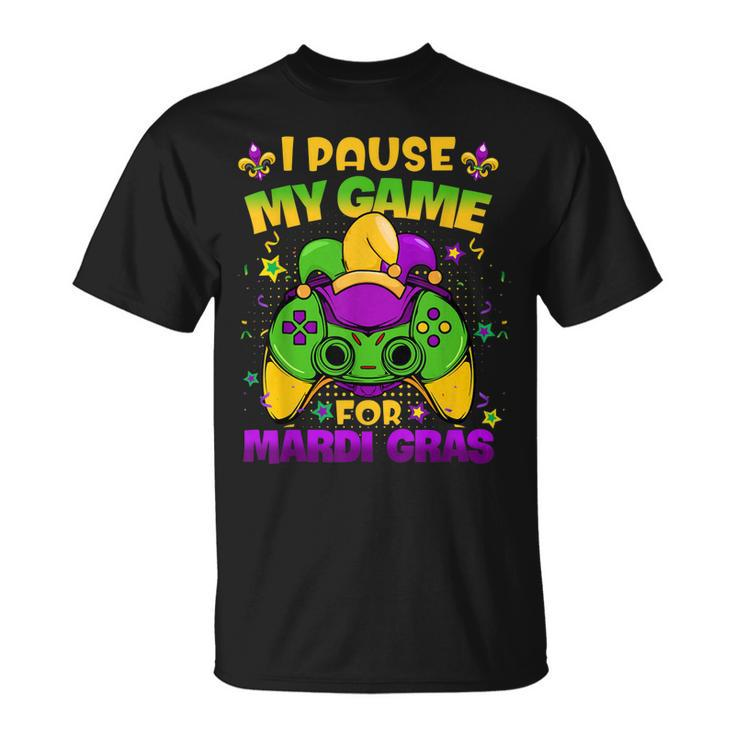 I Paused My Game For Mardi Gras Gamer Gaming Kids Boy T-Shirt