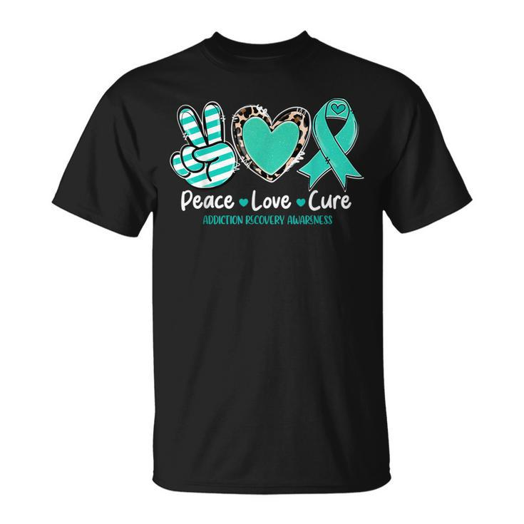 Peace Love Cure Addiction Recovery Awareness Support Unisex T-Shirt