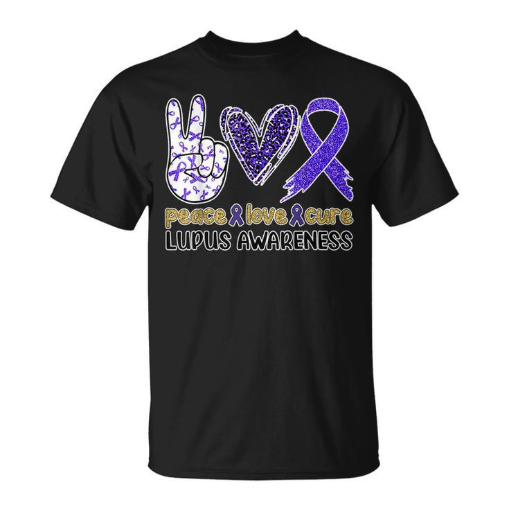 Peace Love Cure Lupus Awareness Purple Ribbon Lupus Support  Unisex T-Shirt