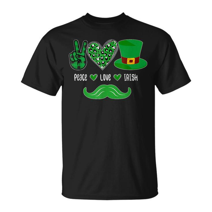 Peace Love Irish Peace Heart Shamrock St Patricks Day T-Shirt