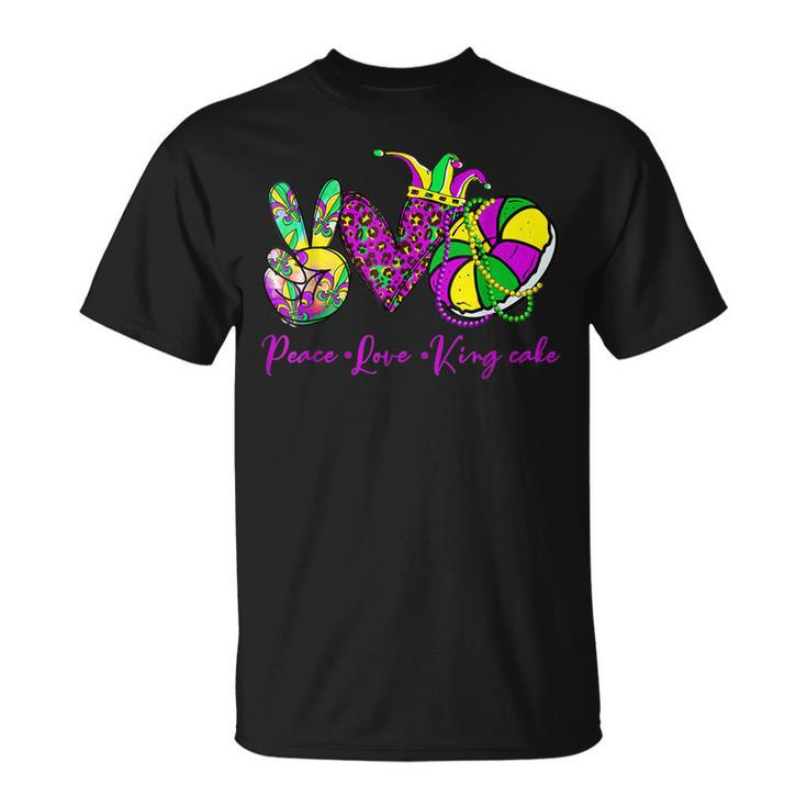 Peace Love King Cake Mardi Gras Festival Party Costume V4 T-Shirt