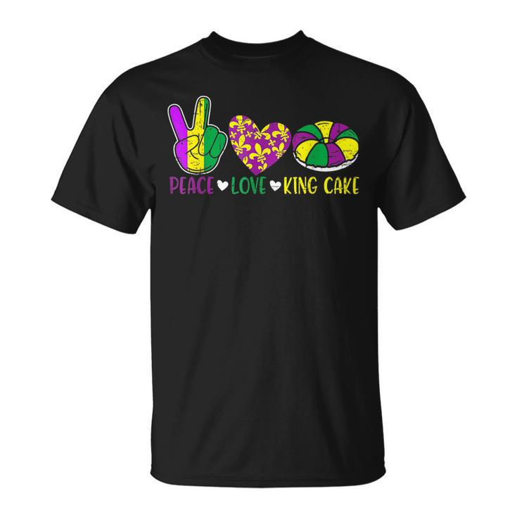 Peace Love King Cake Mardi Gras Festival Party V2 T-Shirt