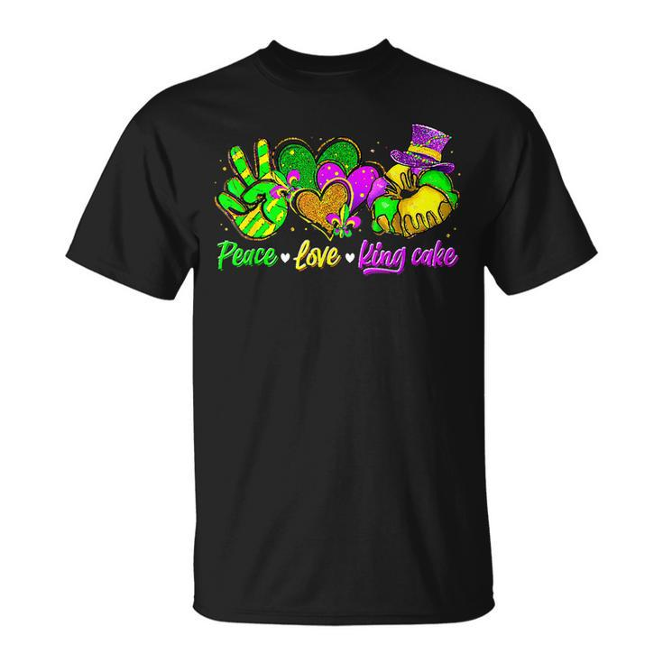 Peace Love King Cake Mardi Gras Party Carnival V4 T-Shirt