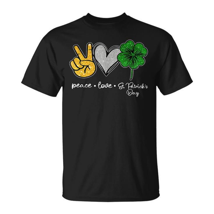 Peace Love St Patricks Day Shamrocks T-Shirt
