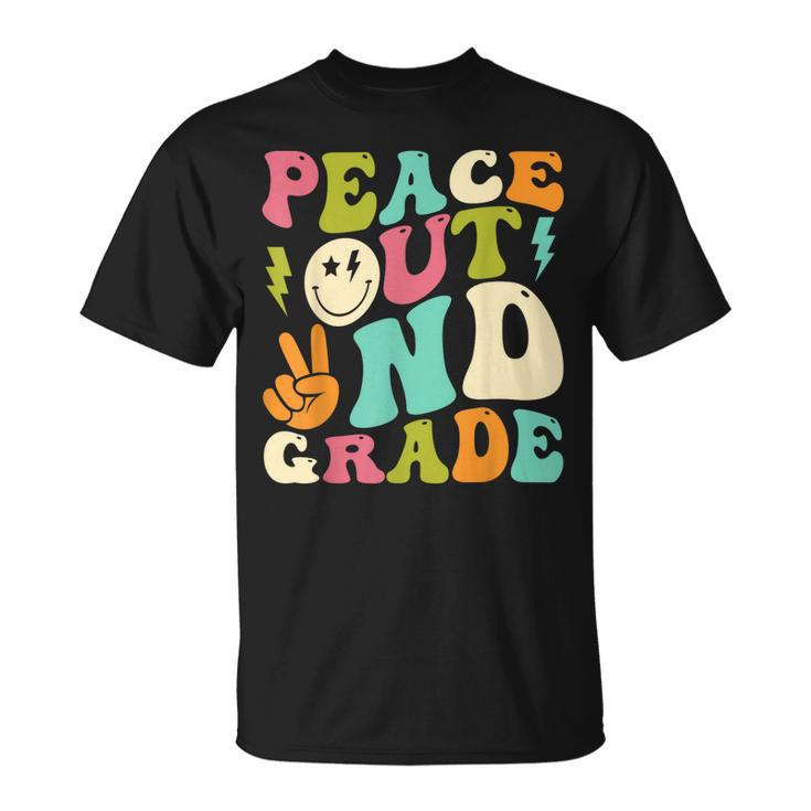 Peace Out 2Nd Grade Groovy Graduation Last Day Of School  Unisex T-Shirt