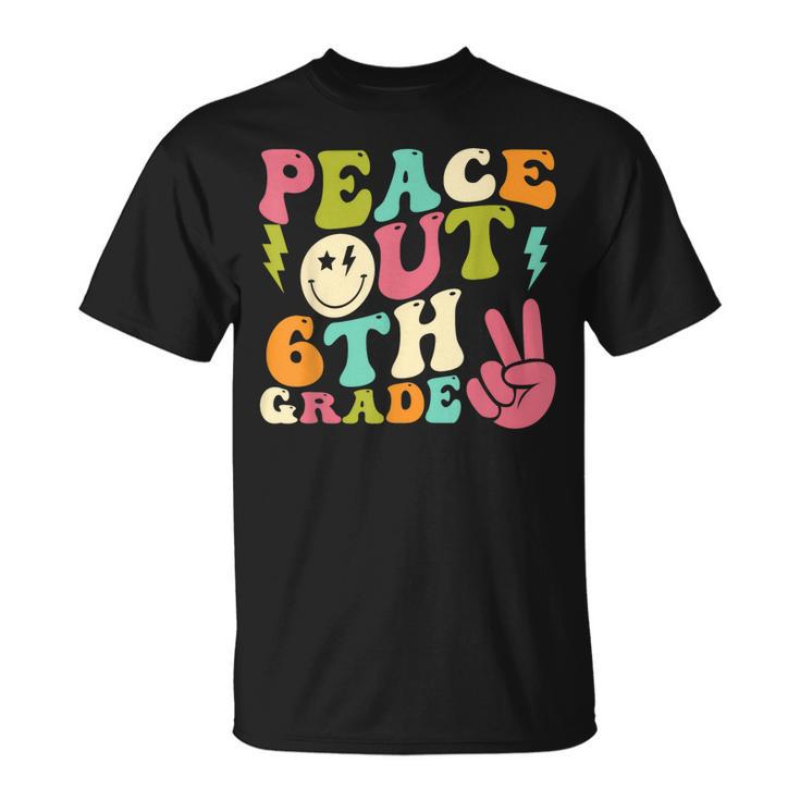 Peace Out 6Th Grade Groovy Graduation Last Day Of School  Unisex T-Shirt