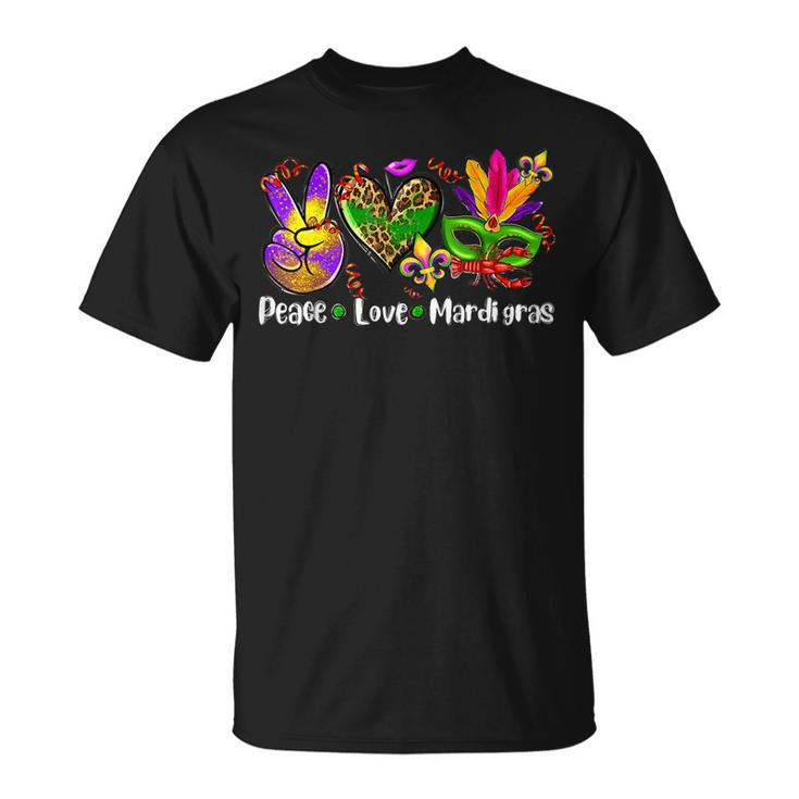 Peace Sign Heart Fleur De Lys Hippie Peace Love Mardi Gras V2 T-Shirt