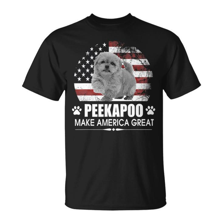 Peekapoo Dog Make America Great Dog Flag Patriotic Unisex T-Shirt
