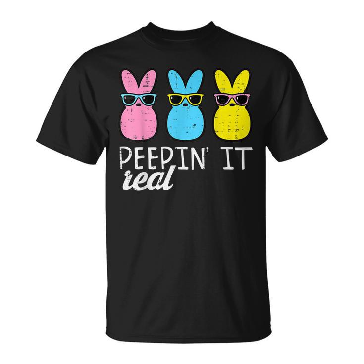 Peepin It Real Easter Bunnies Cool Boys Girls Kids Toddler  Unisex T-Shirt