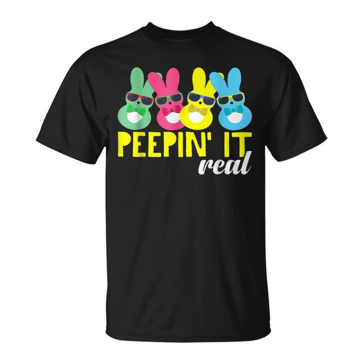 Peepin It Real Easter Bunnies Cool Boys Girls Toddler Kids  Unisex T-Shirt