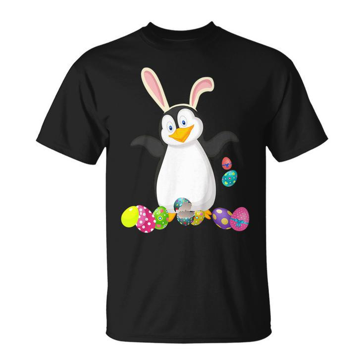 Penguin And Bunny Rabbit Hat Easter Eggs Happy Day T Shirt Unisex T-Shirt