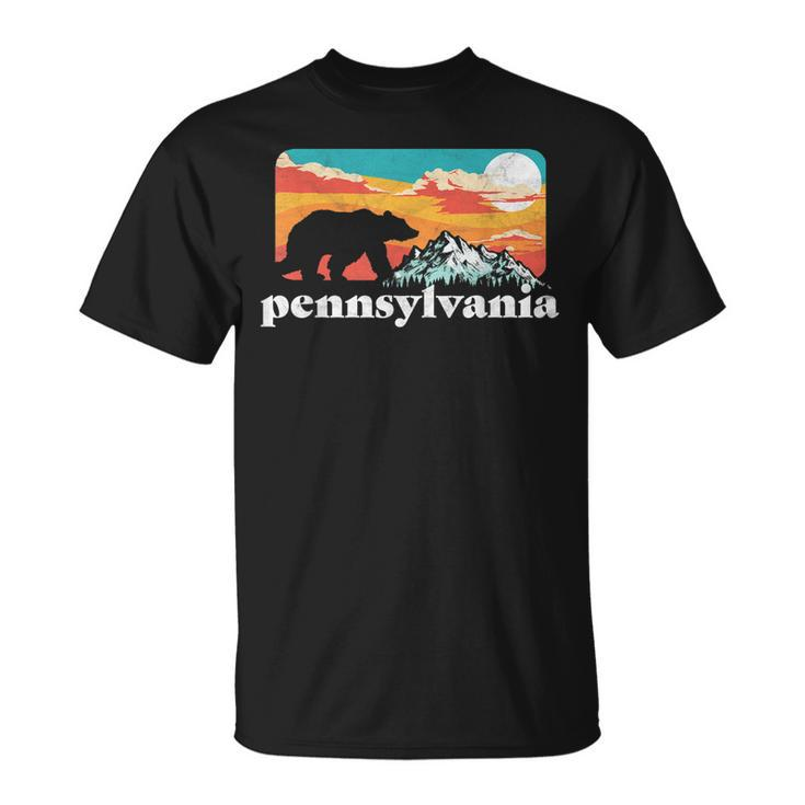 Pennsylvania Retro Bear & Mountain Vintage 80S Unisex T-Shirt