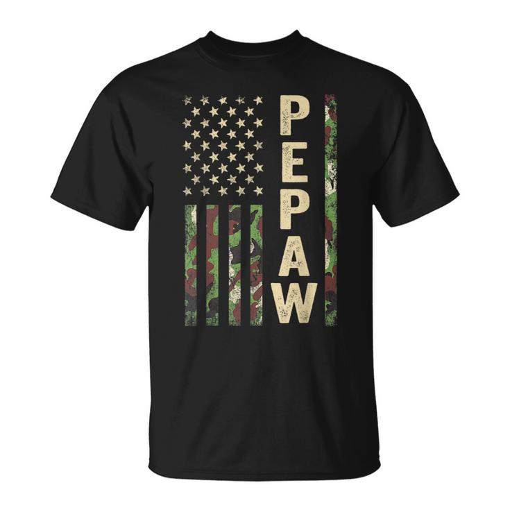Pepaw American Military Camouflage Flag Gift Fathers Day Gift For Mens Unisex T-Shirt