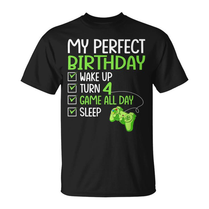 My Perfect Day Video Games Gaming 4Th Birthday Boys T-shirt