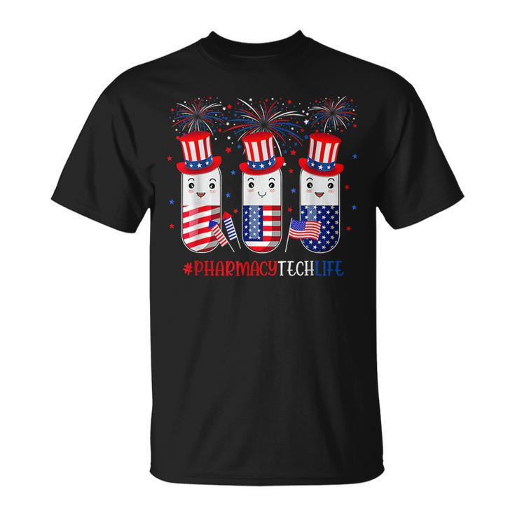 Pharmacy Tech Funny Pills American Patriotic 4Th Of July  Unisex T-Shirt