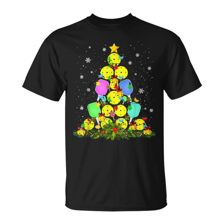 Pickleball Christmas Tree Santa Pickleball X Mas Lights 2022 T-shirt