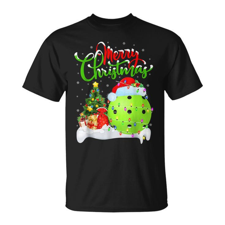 Pickleball Xmas Reindeer Santa Hat Pickleball Christmas 2022 T-shirt