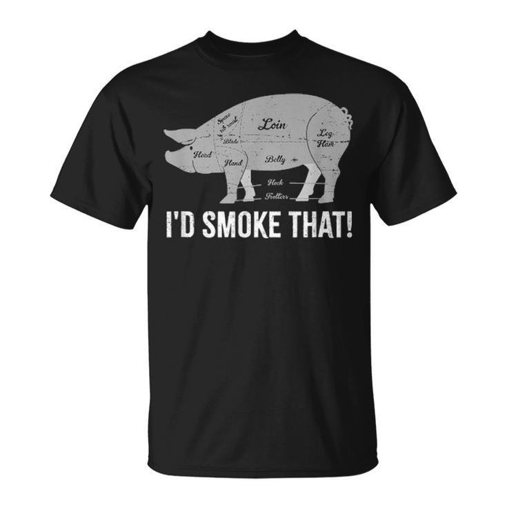 Pig Id Smoke That Bbq Grilling Fathers Day Smoking Meat Unisex T-Shirt