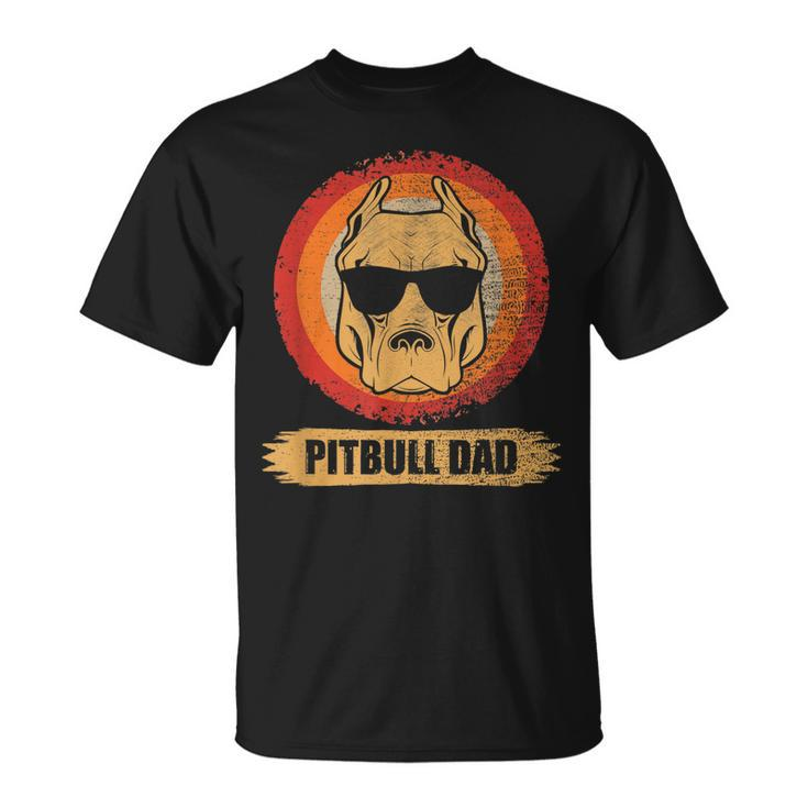 Pitbull Dad Dog With Sunglasses Pit Bull Father & Dog Lovers T-shirt