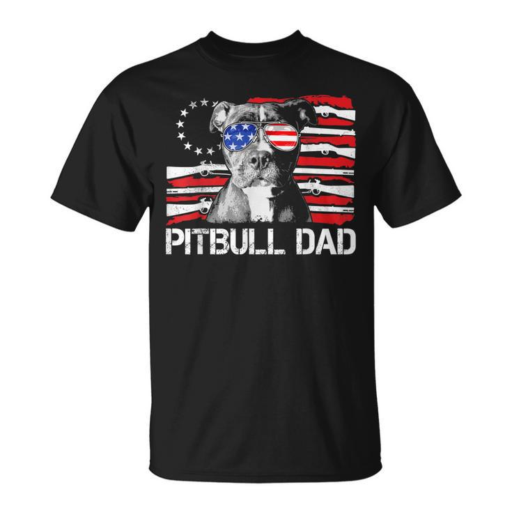 Pitbull Dad Gun Rights American Flag 4Th Of July Dog Lover T-shirt
