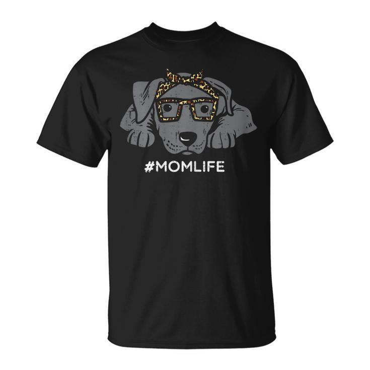 Womens Pitbull Leopard Bandana Mom Life Pittie Dog Mama T-shirt