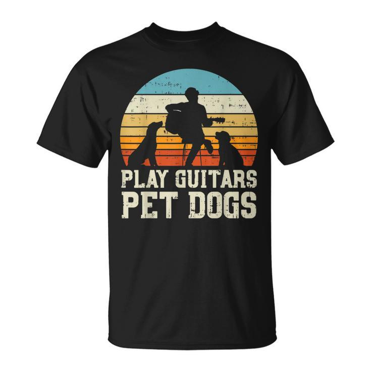 Play Guitars Pet Dog Retro Music Guitarist Animal Lover T-Shirt