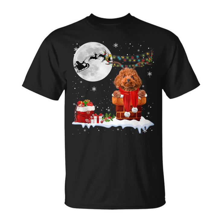 Poodle Christmas Tree Lights Pajama Dog Lover Santa Xmas T-shirt
