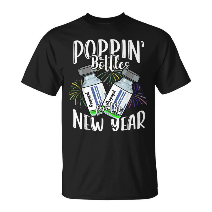 Poppin Bottles For The New Year Icu Nurse Crew 2023 T-shirt
