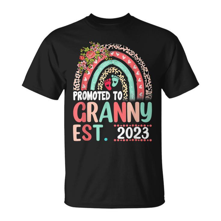 Promoted To Granny Est 2023 Leopard Rainbow T-Shirt