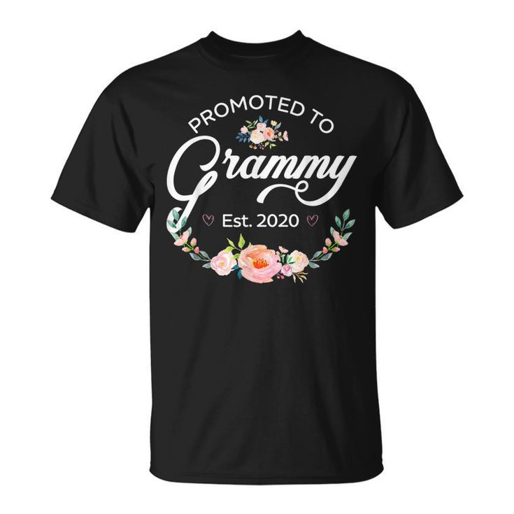 Promoted To Grammy Est 2020 First Time Grandma Floral Unisex T-Shirt