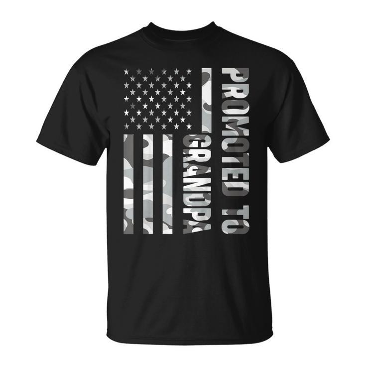 Promoted To Grandpa American Flag Camo Fathers Day Shirt Unisex T-Shirt