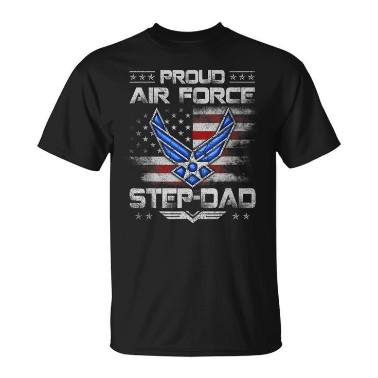 Proud Air Force Step-Dad Veteran Vintage Flag Veterans Day T-Shirt