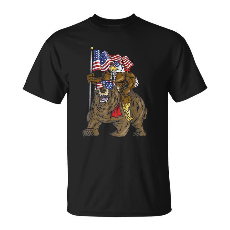 Proud American Bald Eagle Bear 4Th July Flag Christmas T-shirt