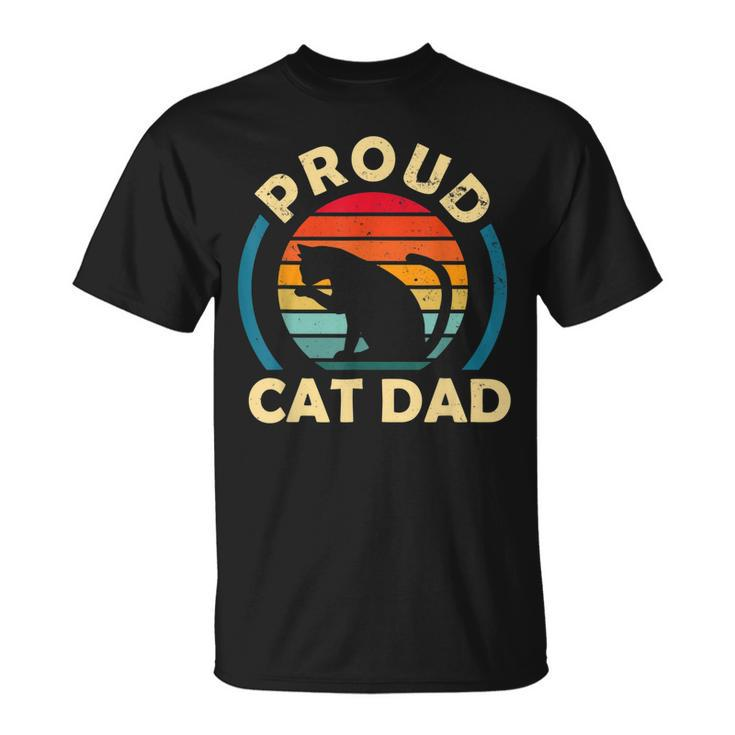Proud Best Cat Dad Cat Father Vintage Sunset T-Shirt