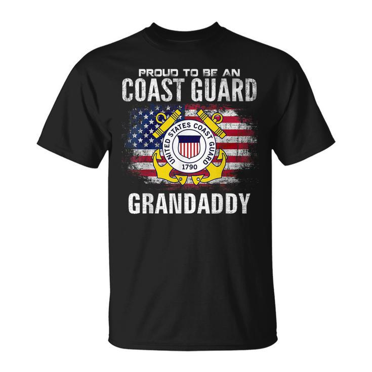 Proud To Be An Coast Guard Grandaddy American Flag Veteran T-Shirt