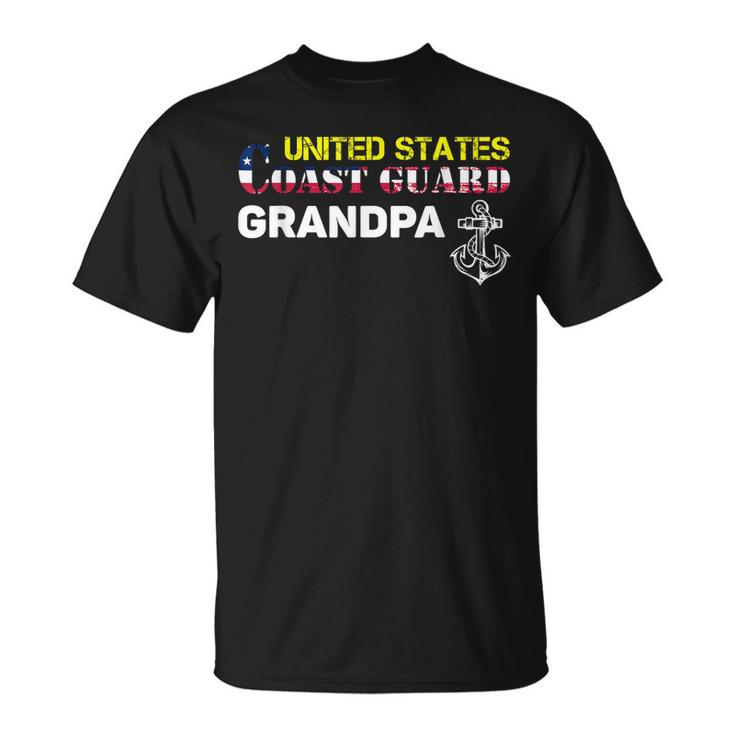 Proud Coast Guard Grandpa American Flag Father T-Shirt