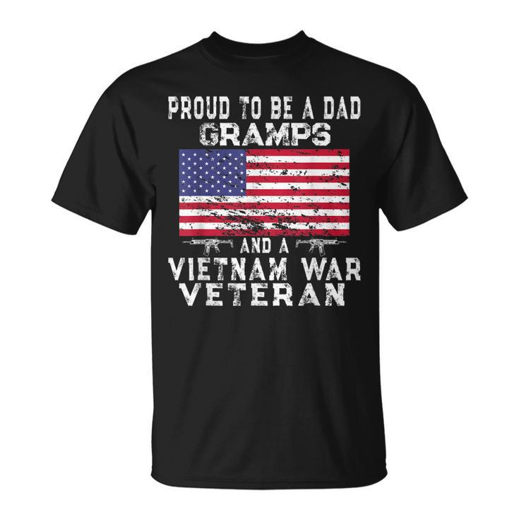 Mens Proud Dad Gramps Vietnam Veteran Vintage Us Flag Grandpa T-Shirt
