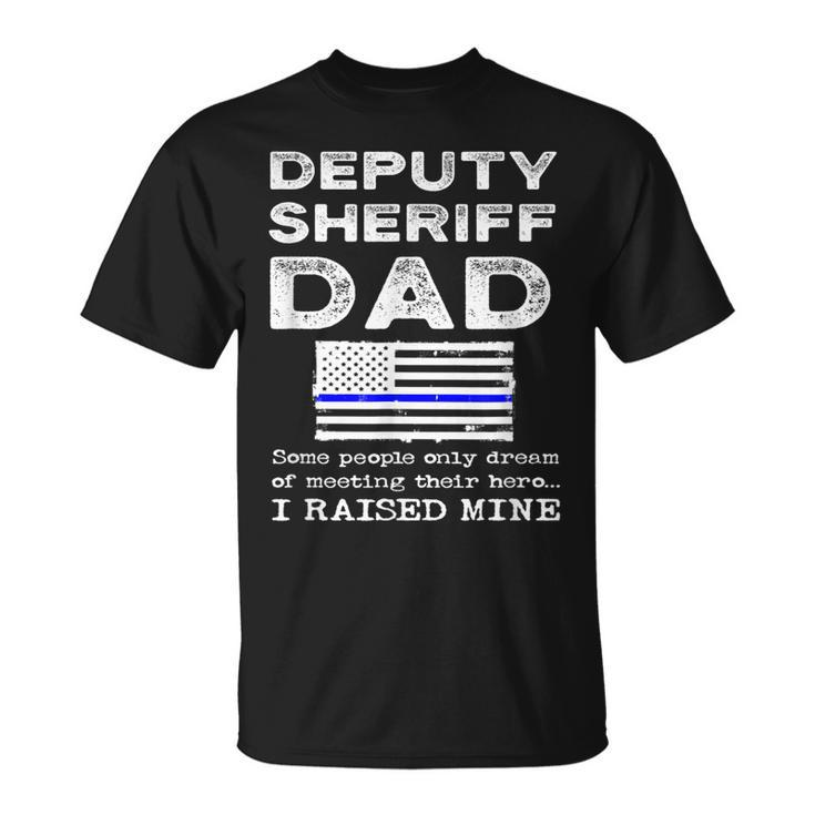Proud Deputy Sheriff Dad Father Thin Blue Line American Flag T-Shirt