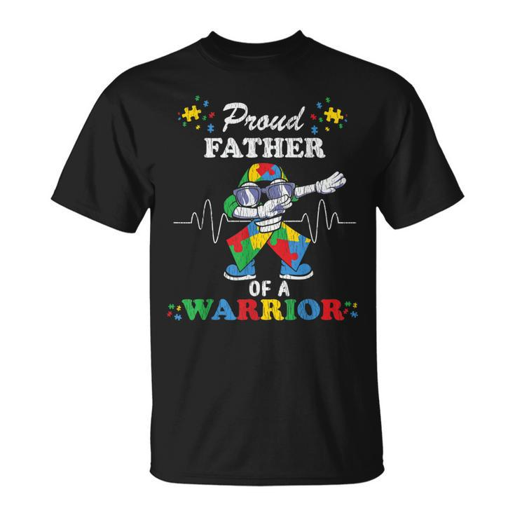 Proud Father Of A Warrior Autistic Kids Autism Awareness Dad T-Shirt