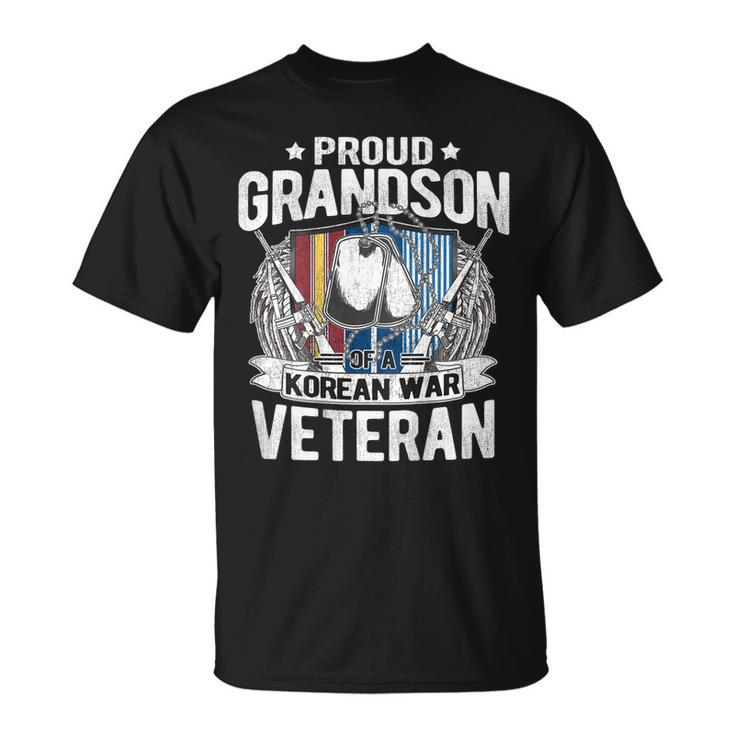 Proud Grandson Of Korean War Veteran Dog Tag Military Family T-shirt
