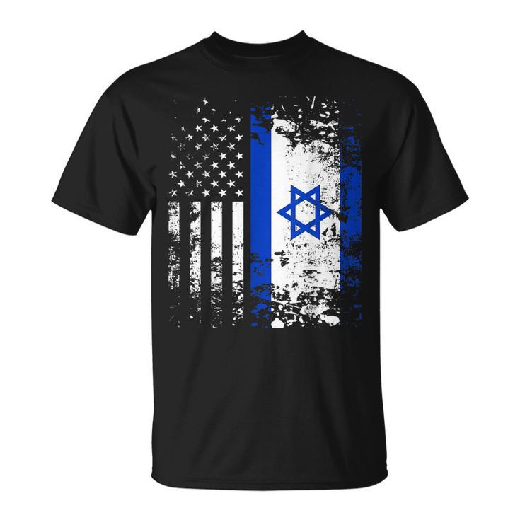Proud Israeli Usa Flag Patriotic Pride American Israel Flag T-shirt